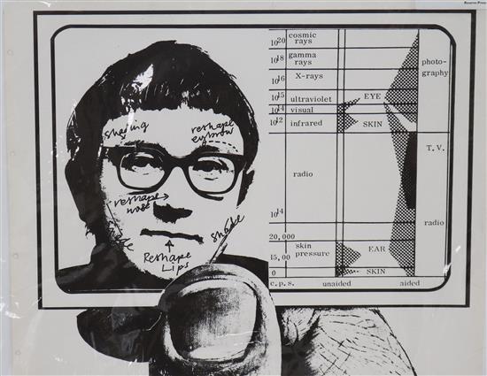 Joe Tilson (1928-) screenprint from The Software Chart Questionnaire 43 x 50cm. unframed.